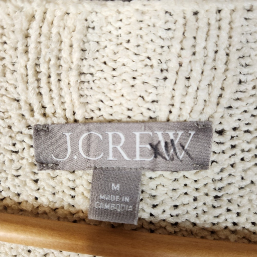 J. Crew Relaxed Crewneck Sweater Women's M Cream Cropped Relaxed Boxy Cotton - Picture 3 of 8
